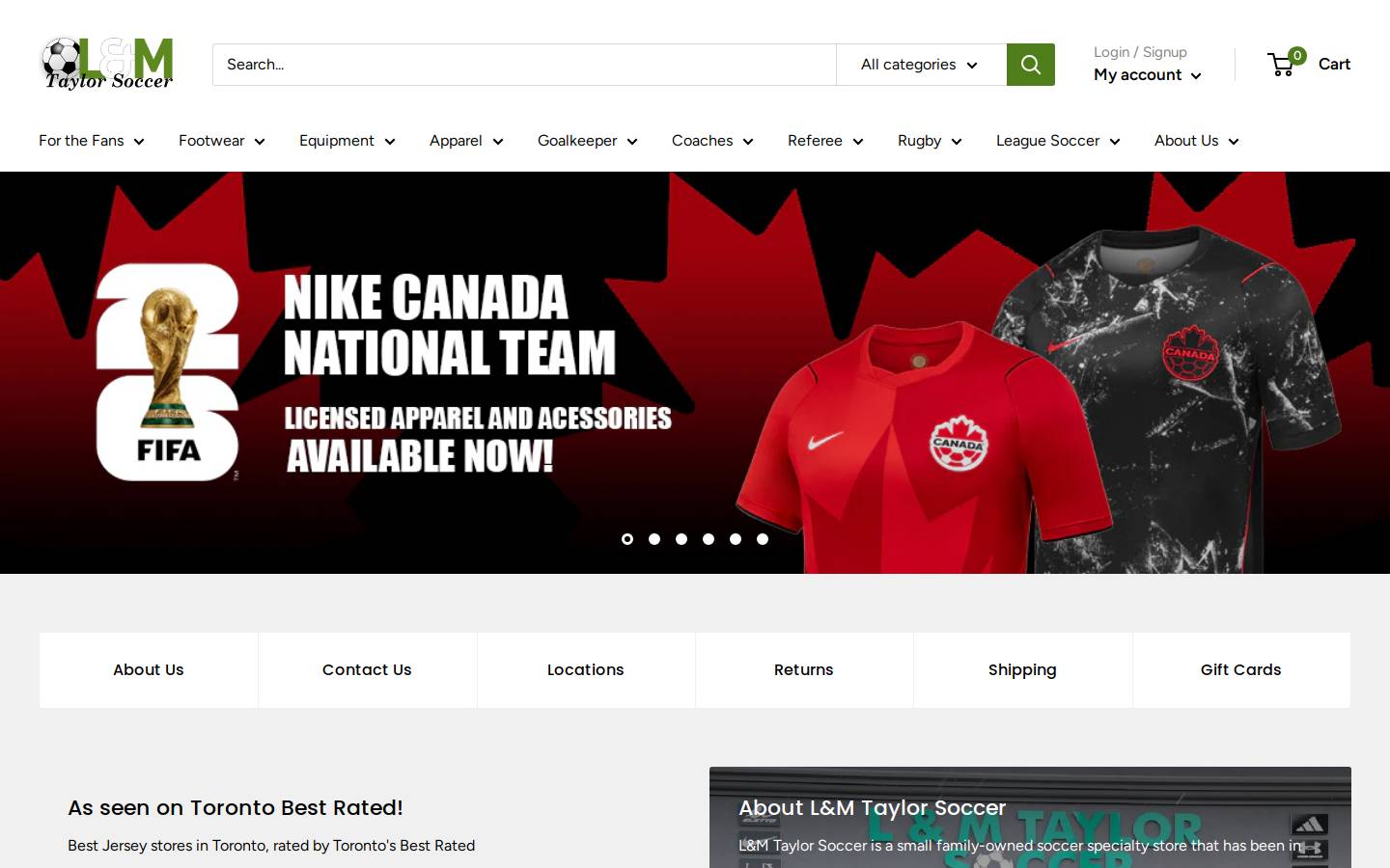 taylorsoccer.ca homepage screenshot