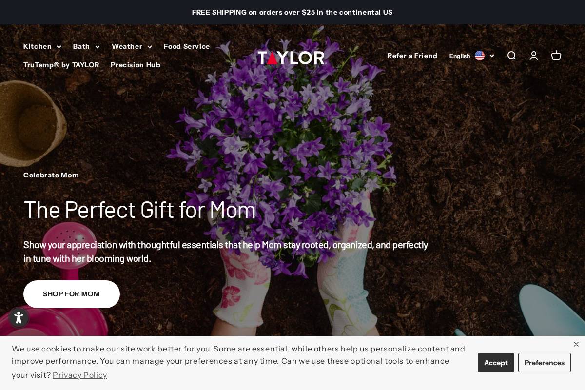 Taylor Precision Products homepage screenshot