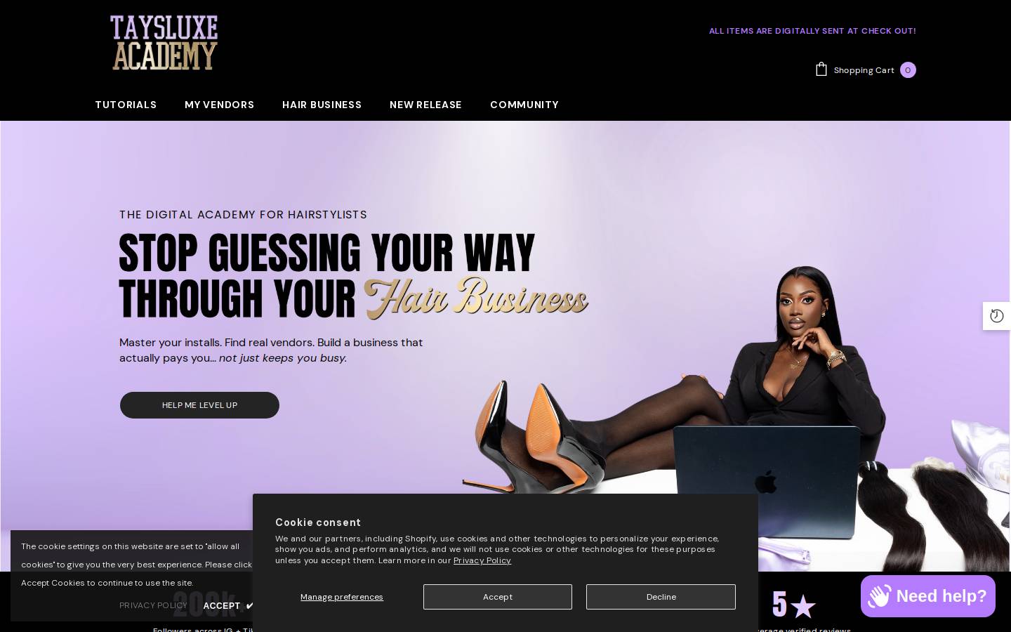 taysluxeacademy.com homepage screenshot