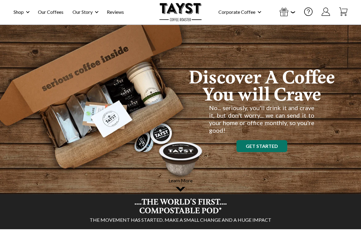 Tayst Coffee homepage screenshot