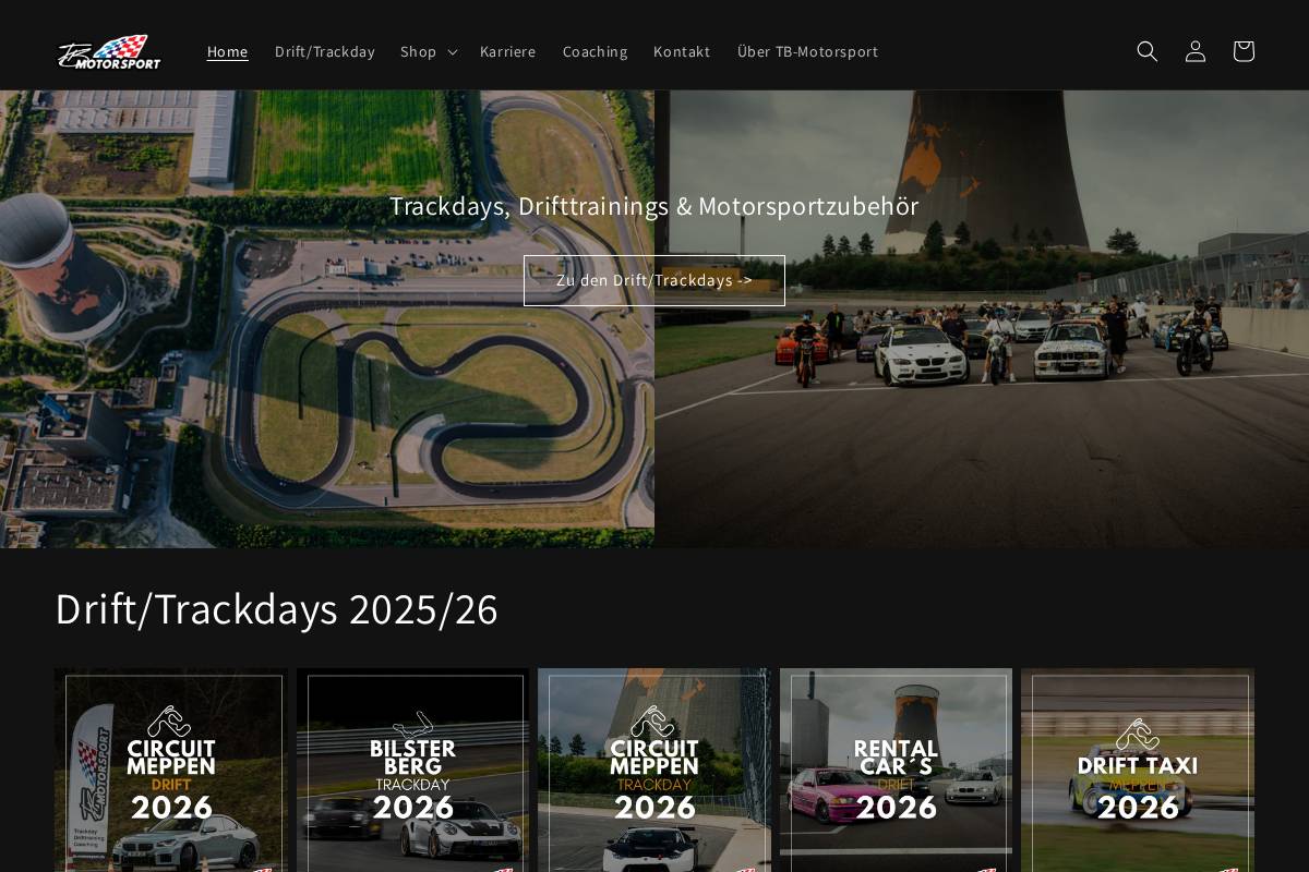 Tb Motorsport homepage screenshot