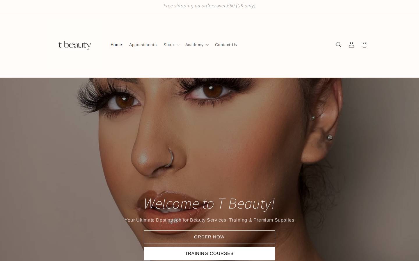 tbeauty.co.uk homepage screenshot