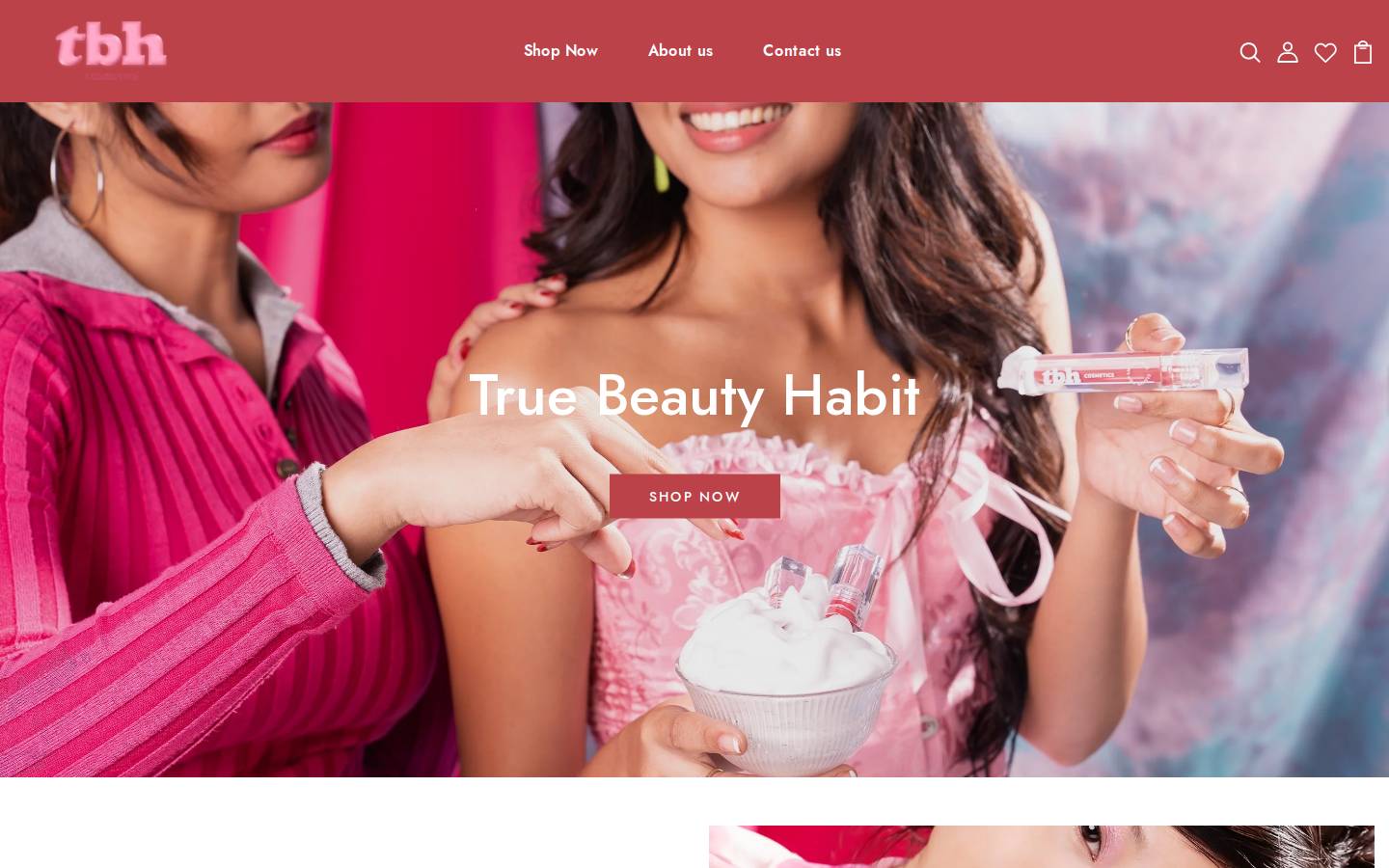 tbhcosmetics.com homepage screenshot