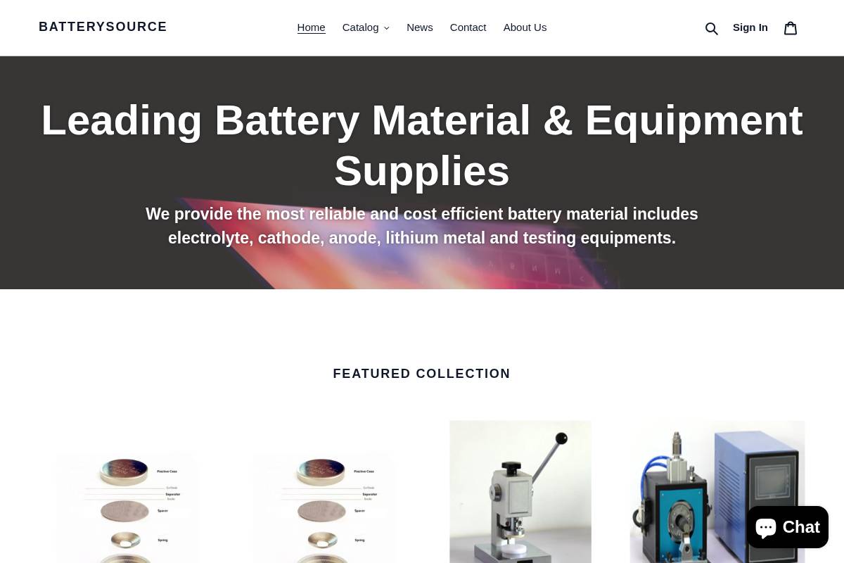 tcbatterysource.com homepage screenshot