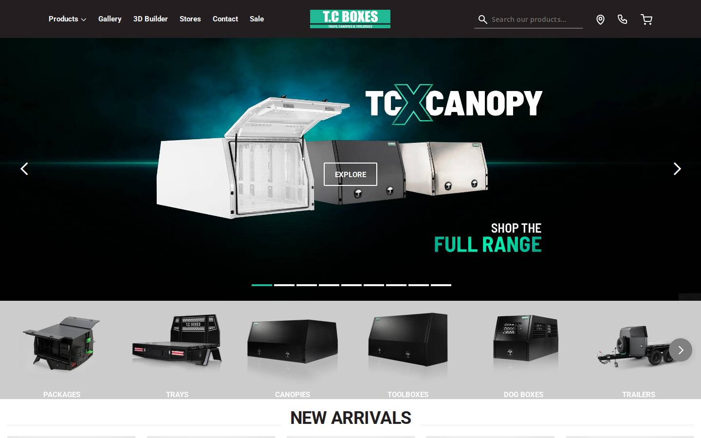 tcboxes.com.au homepage screenshot