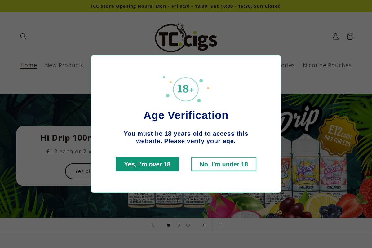 Tccigs homepage screenshot