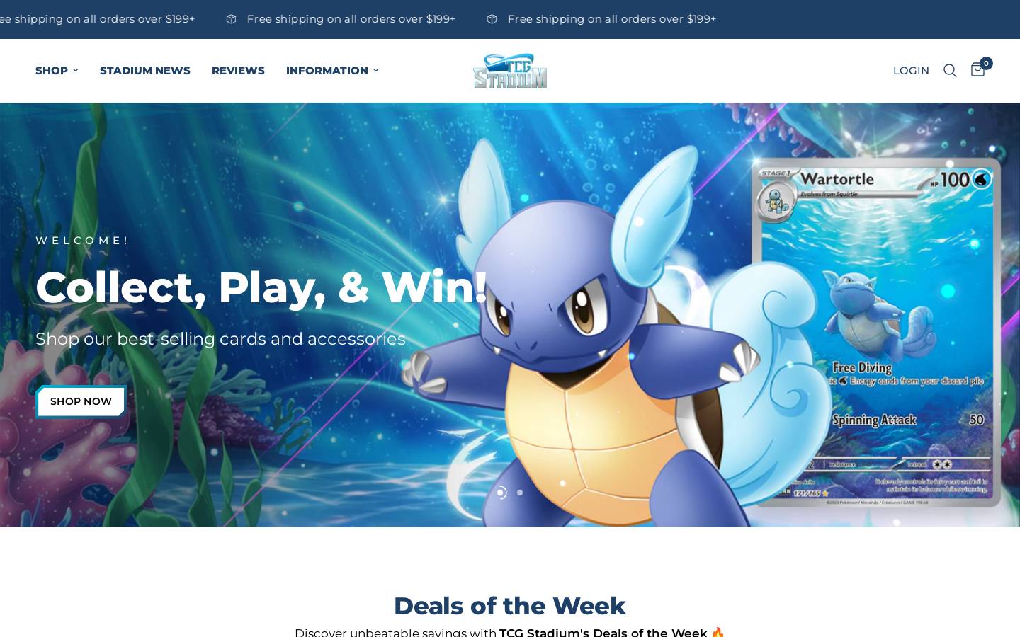 TCG Stadium homepage screenshot