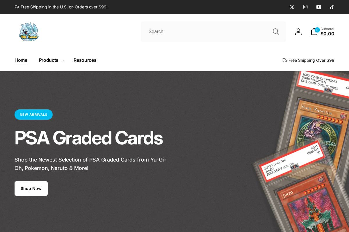 tcgbazaar.shop homepage screenshot