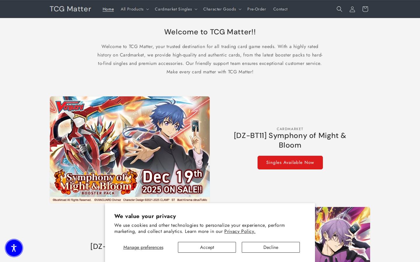 tcgmatter.net homepage screenshot