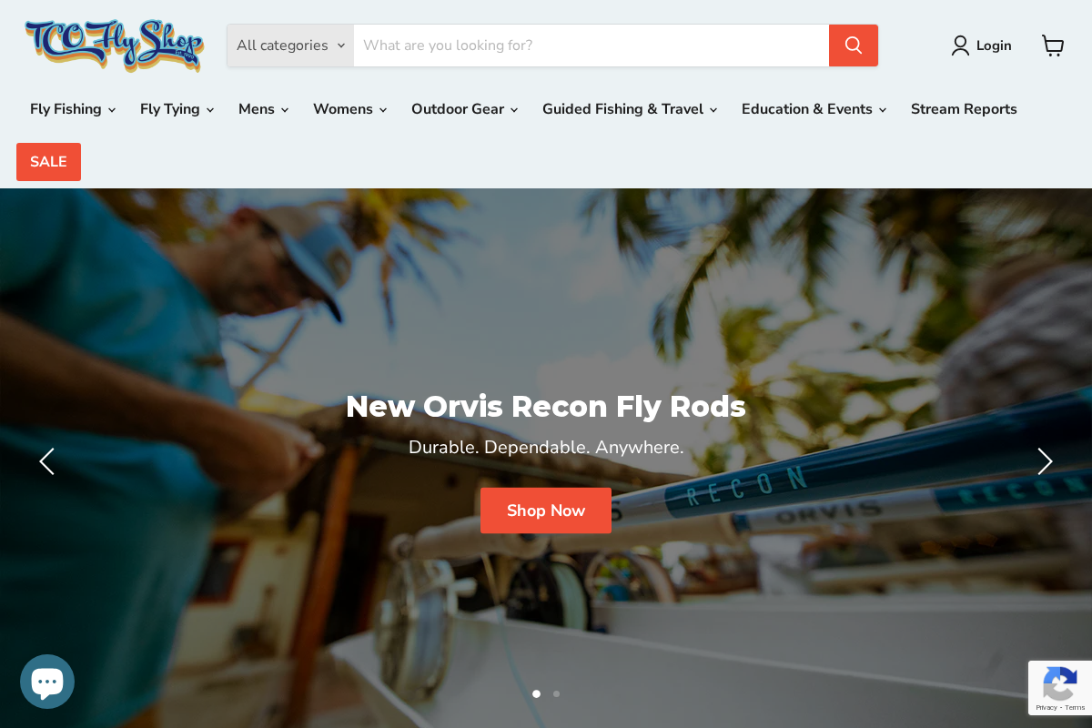 TCO Fly Shop homepage screenshot