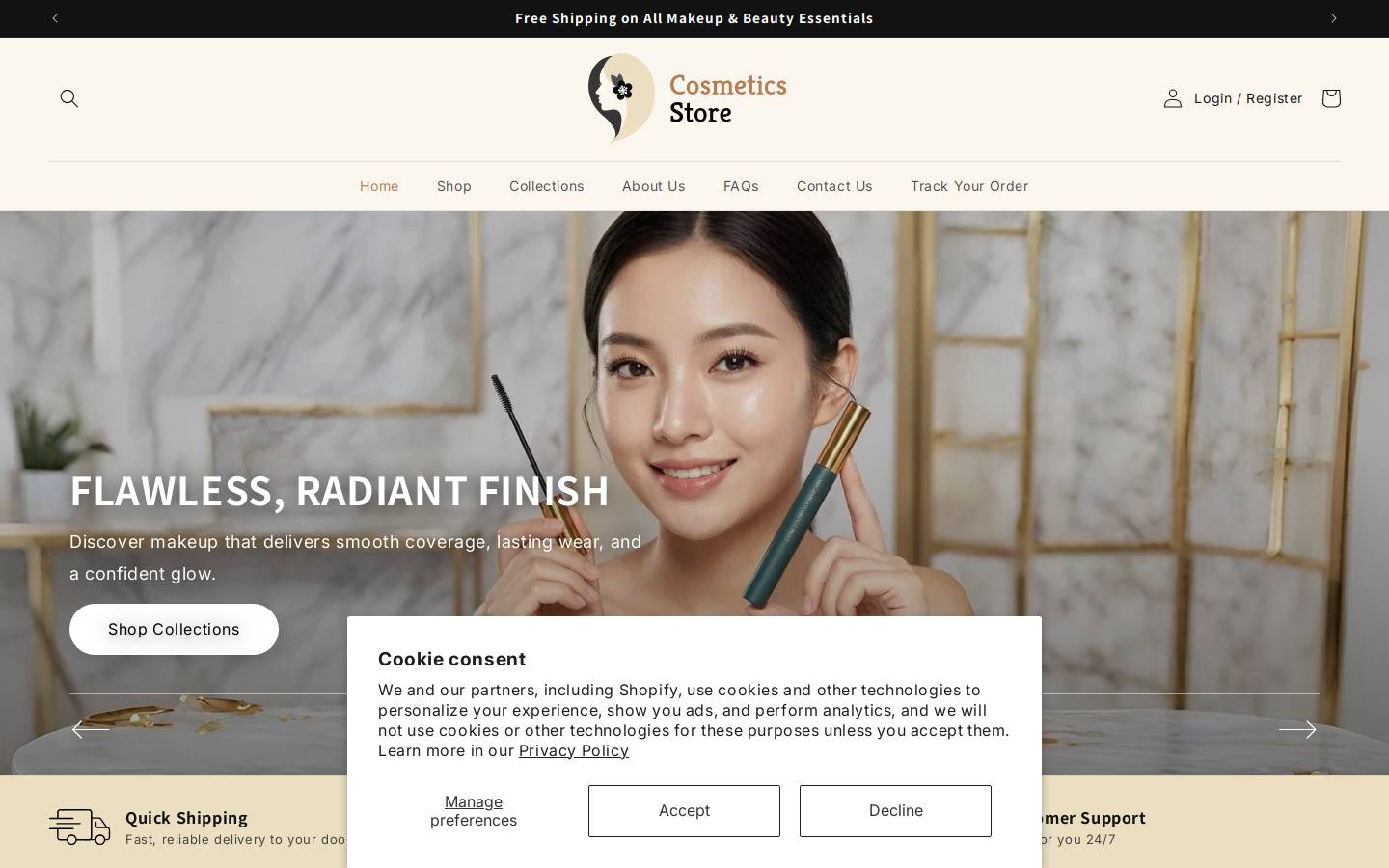 tcolecosmetics.com homepage screenshot