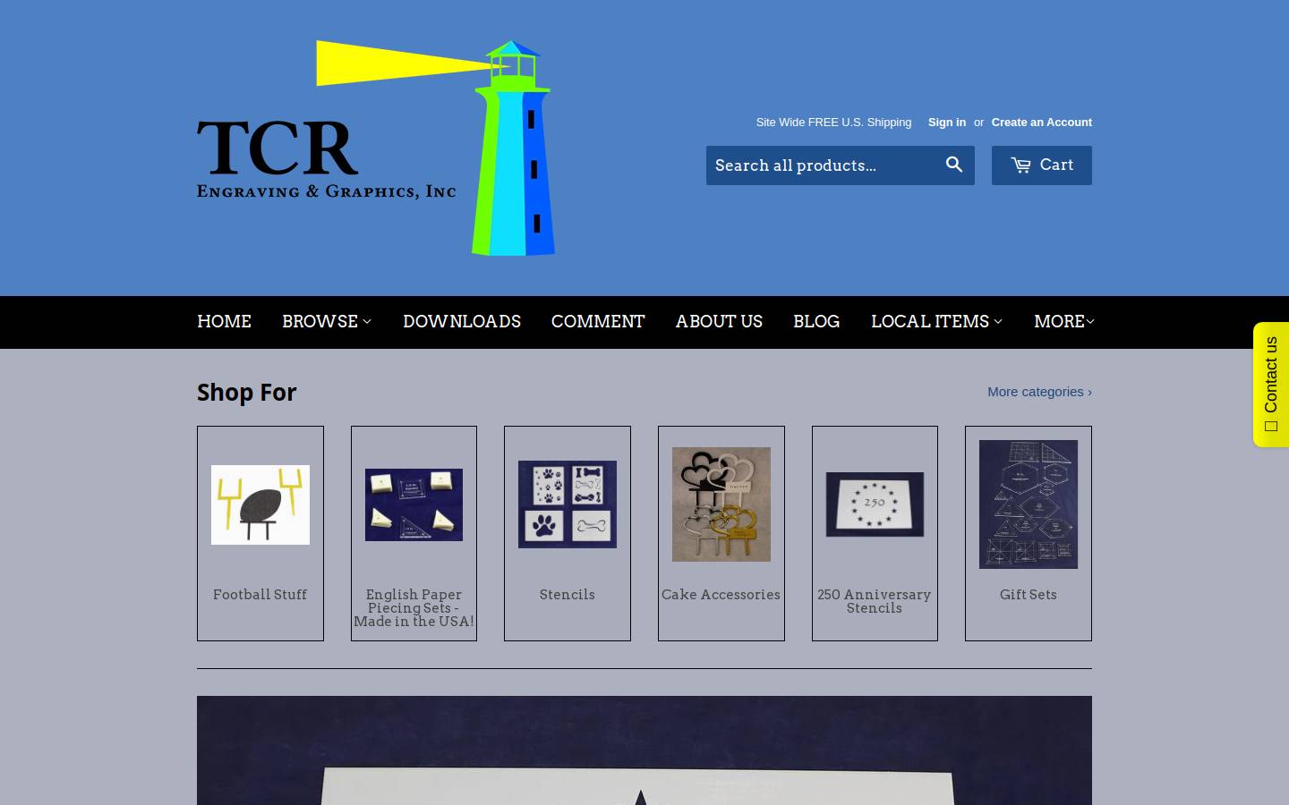 tcrengraving.com homepage screenshot