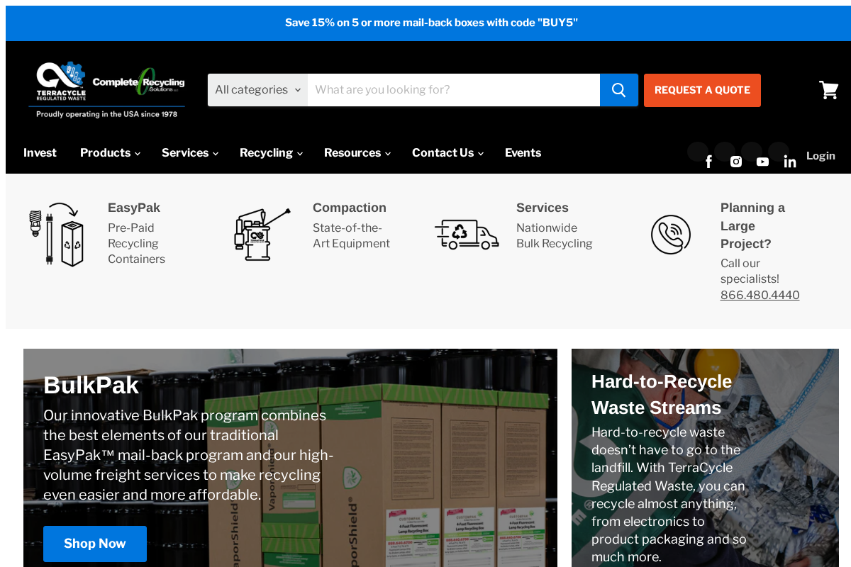 TerraCycle Regulated Waste homepage screenshot