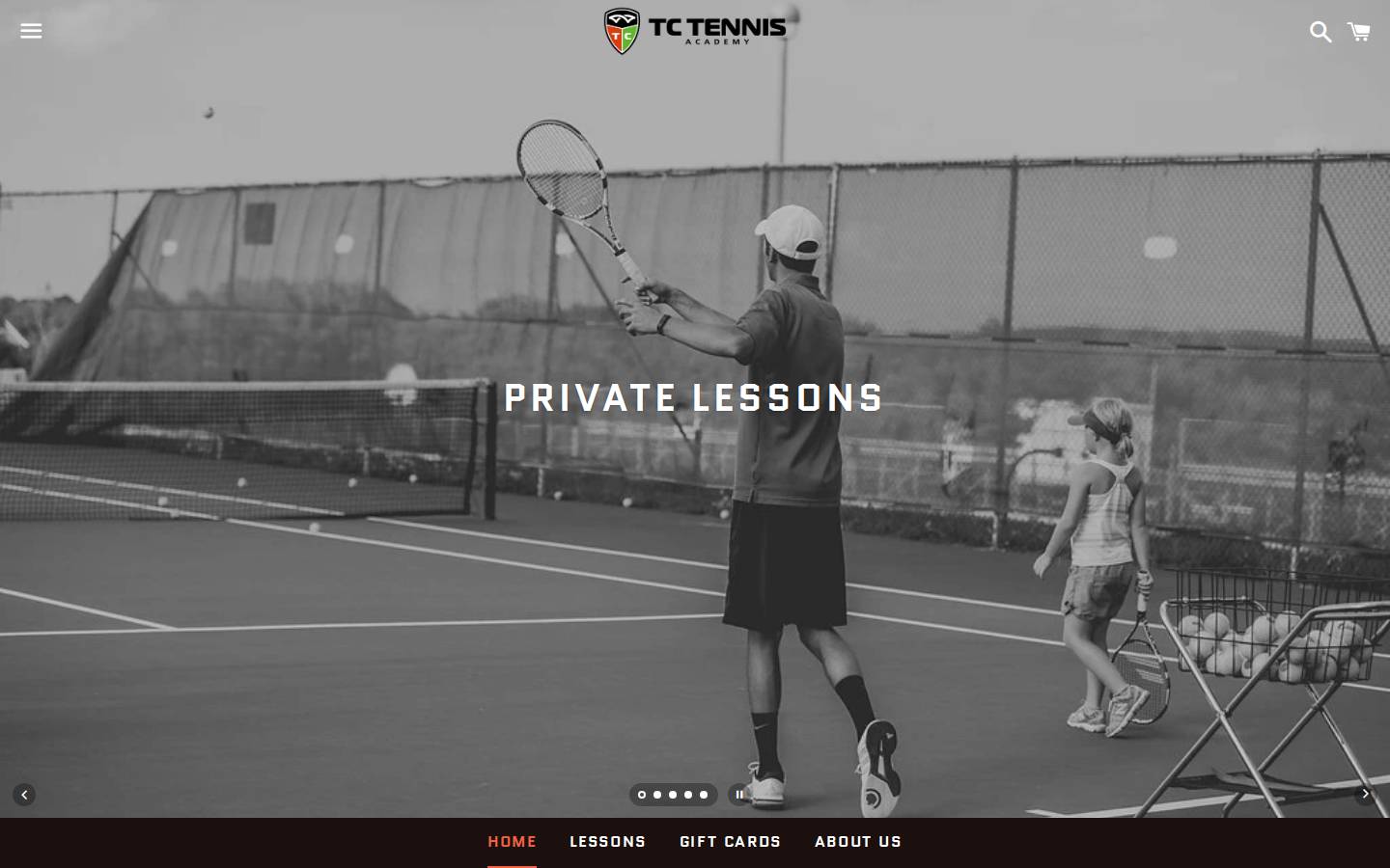 tctennisacademy.com homepage screenshot