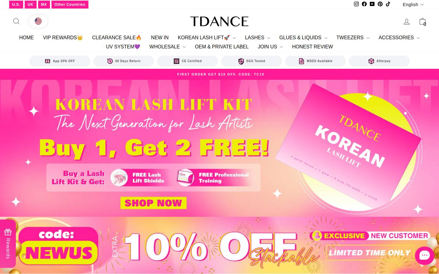 Tdancelashes homepage screenshot