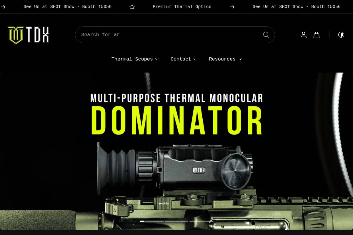 tdxoptics.com homepage screenshot