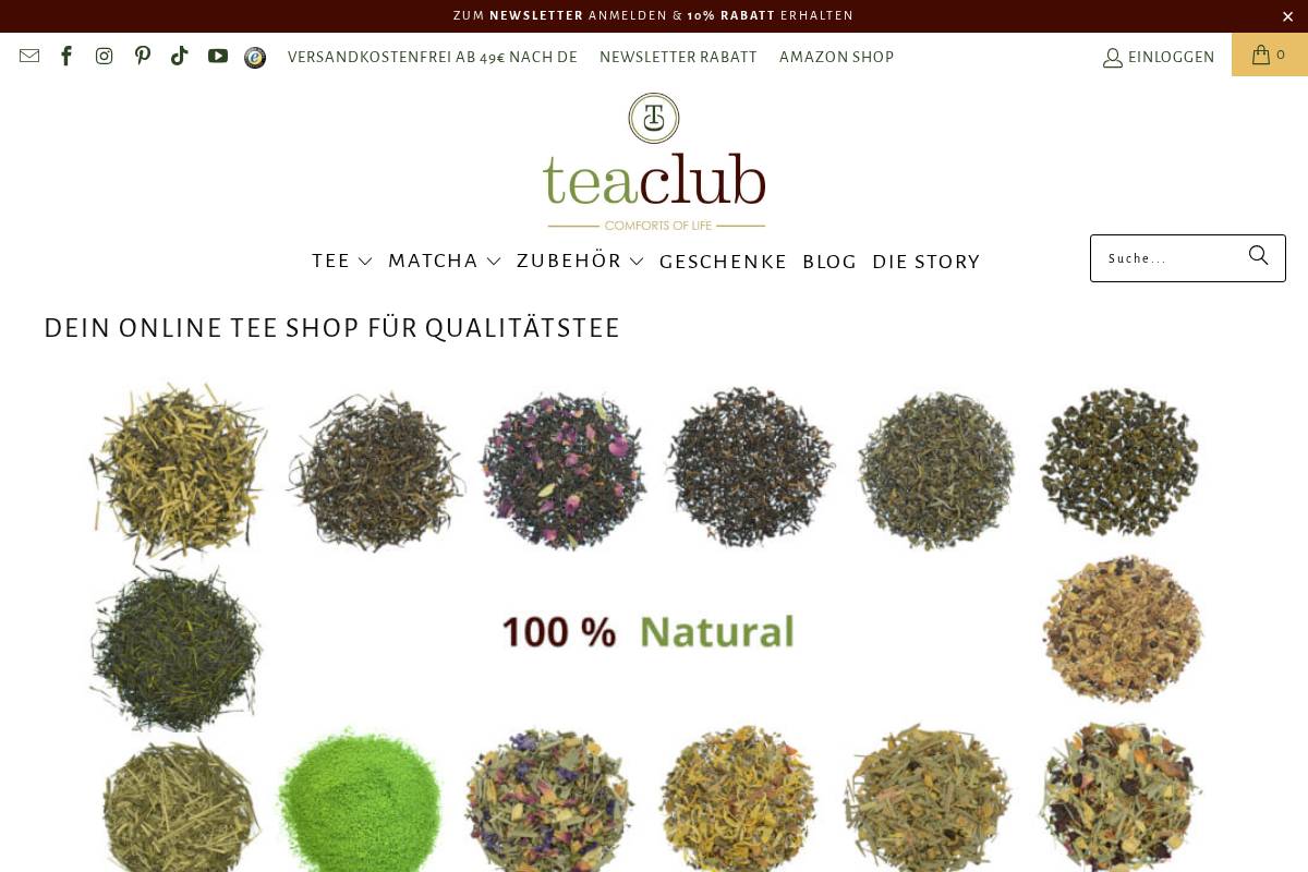 TeaClub homepage screenshot