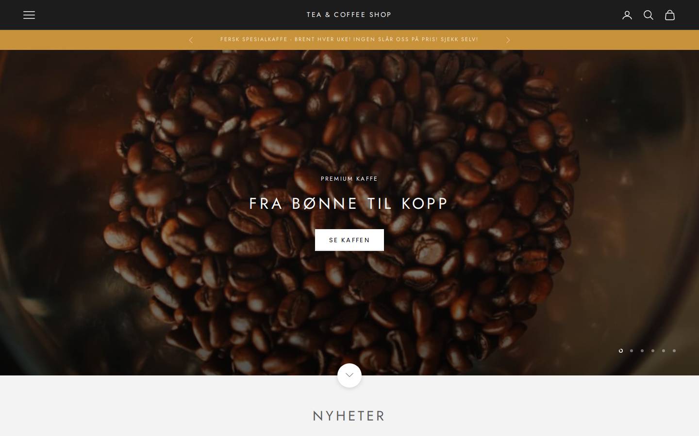 teaandcoffee.no homepage screenshot