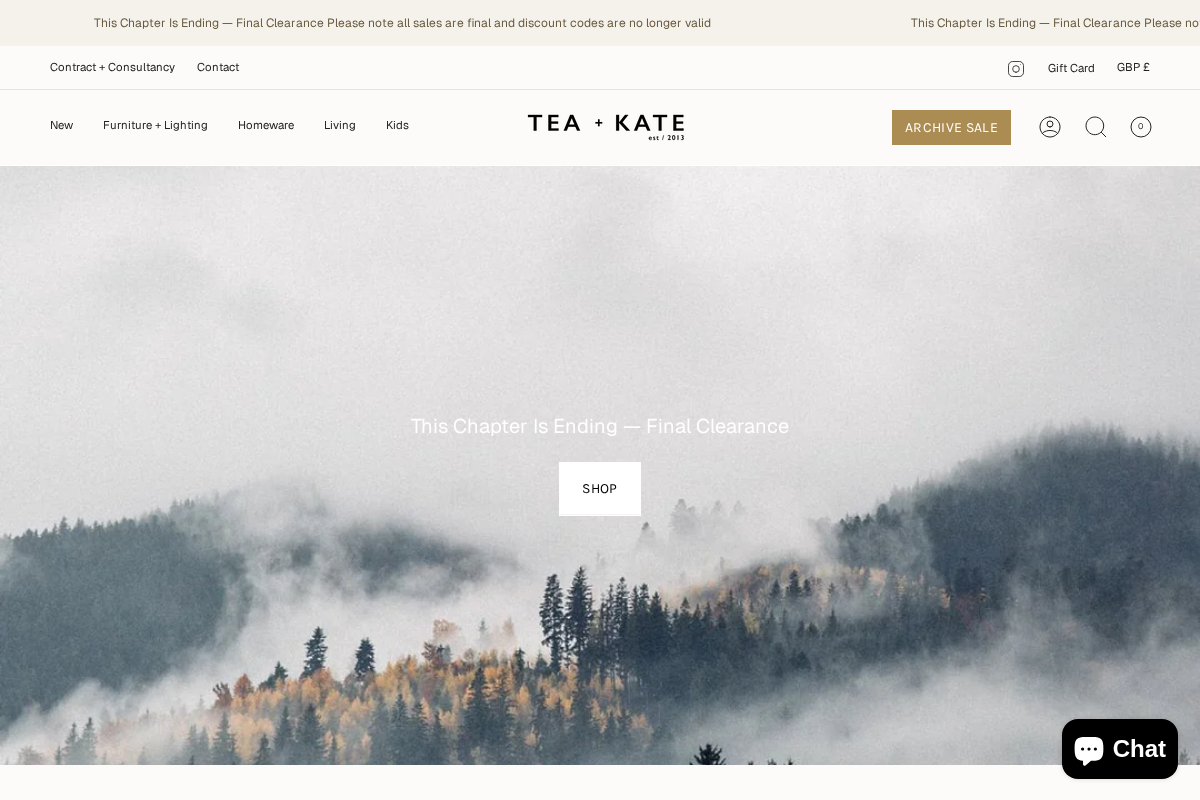 Tea and Kate homepage screenshot