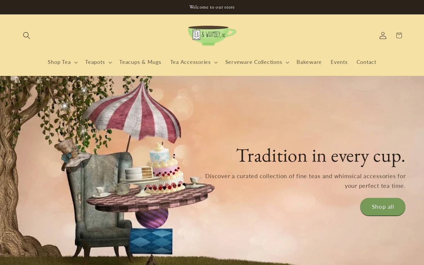 teaandwhimsey.com homepage screenshot