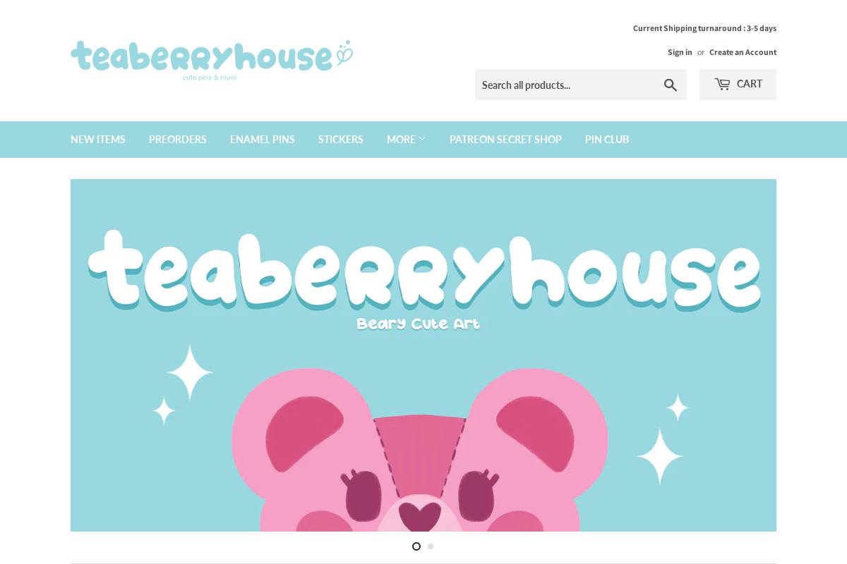 teaberryhouse.com homepage screenshot