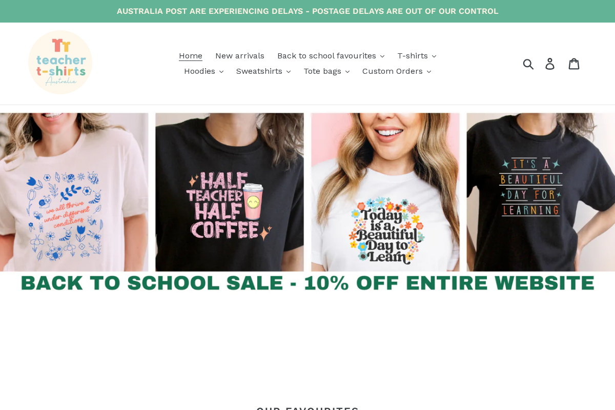 Teacher T-shirts Australia homepage screenshot