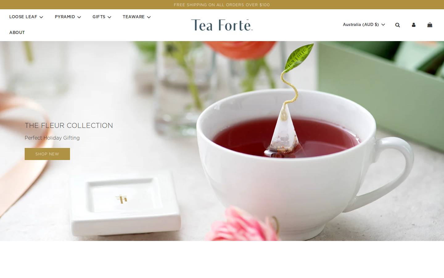 Tea Forte homepage screenshot