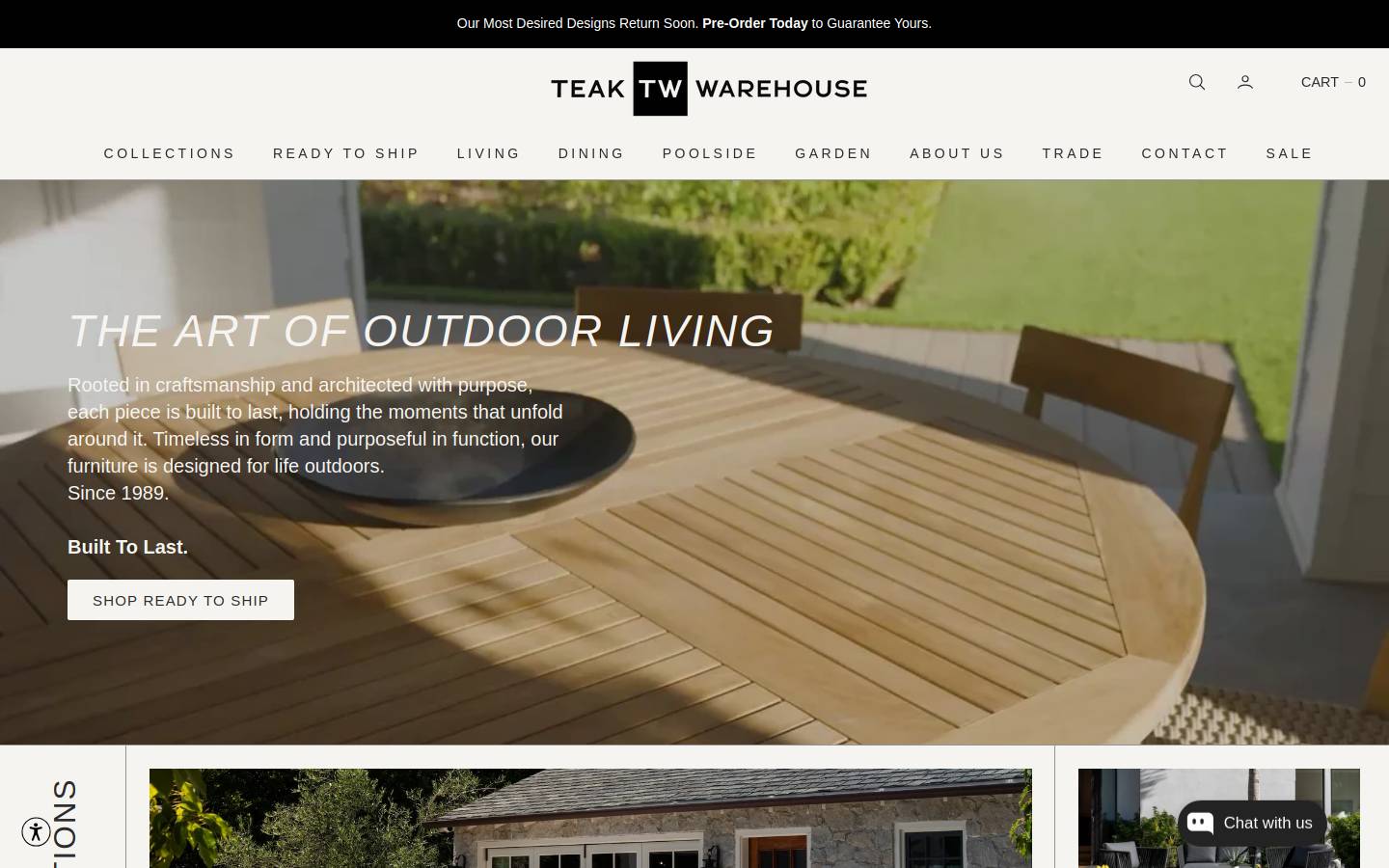 Teak Warehouse homepage screenshot