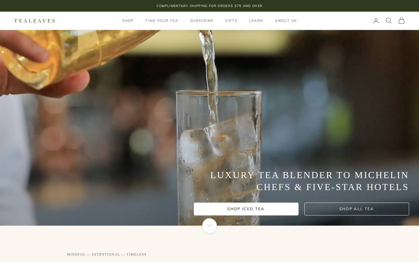TEALEAVES homepage screenshot