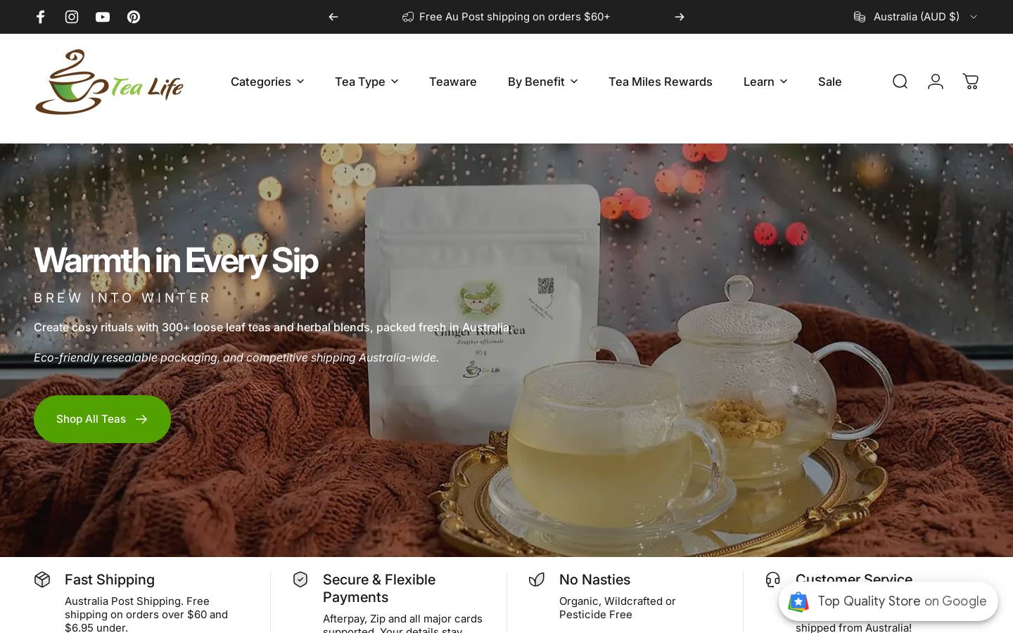tealife.com.au homepage screenshot