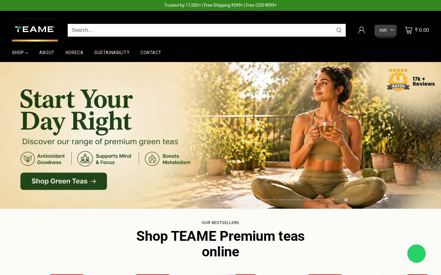 teameteas.com homepage screenshot