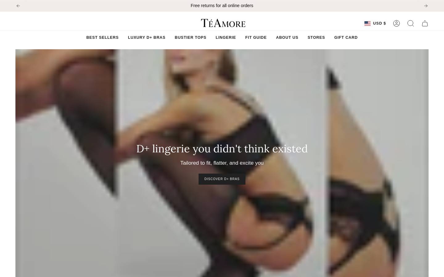 teamorelingerie.com homepage screenshot