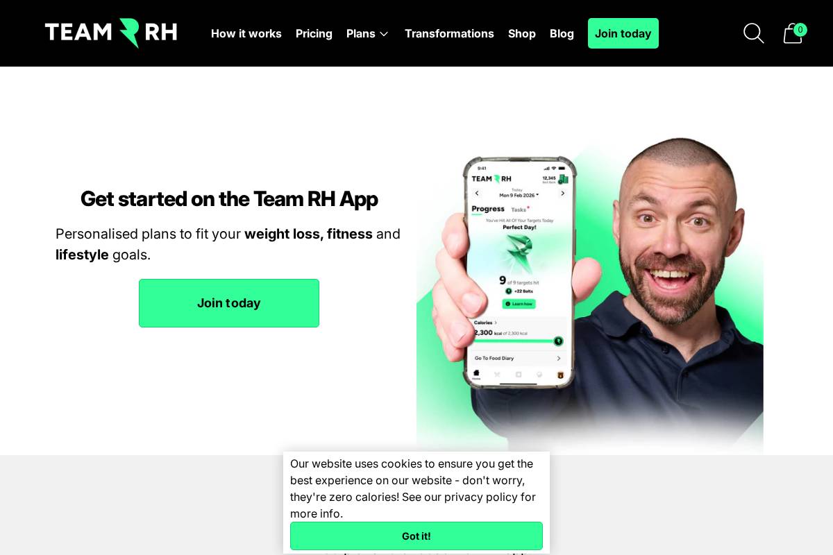 Team RH homepage screenshot