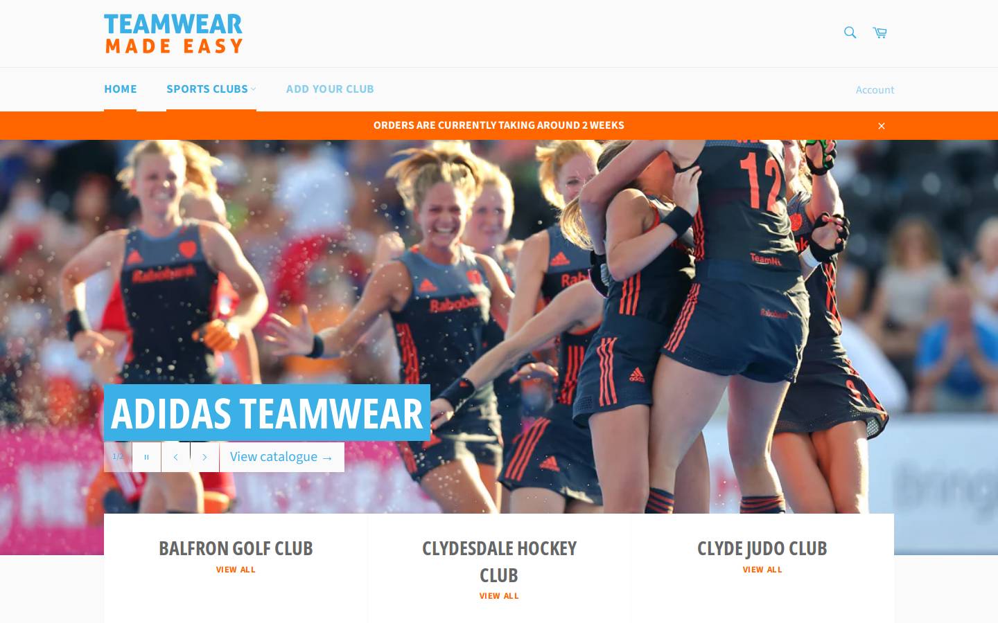 teamwearmadeeasy.com homepage screenshot