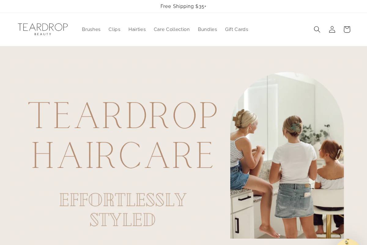 teardrophaircare.com homepage screenshot