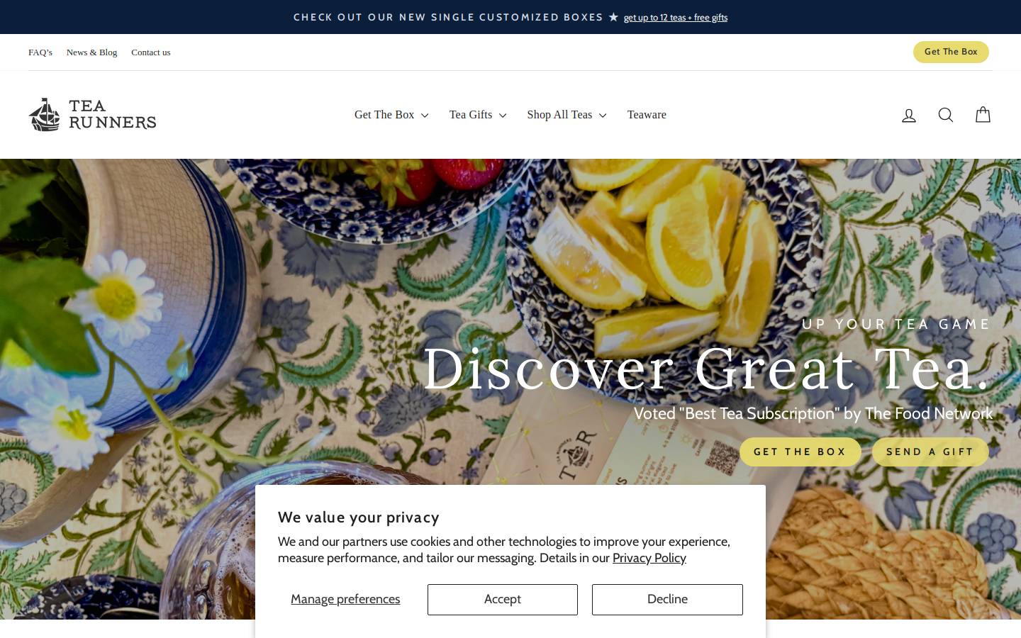 Tea Runners homepage screenshot