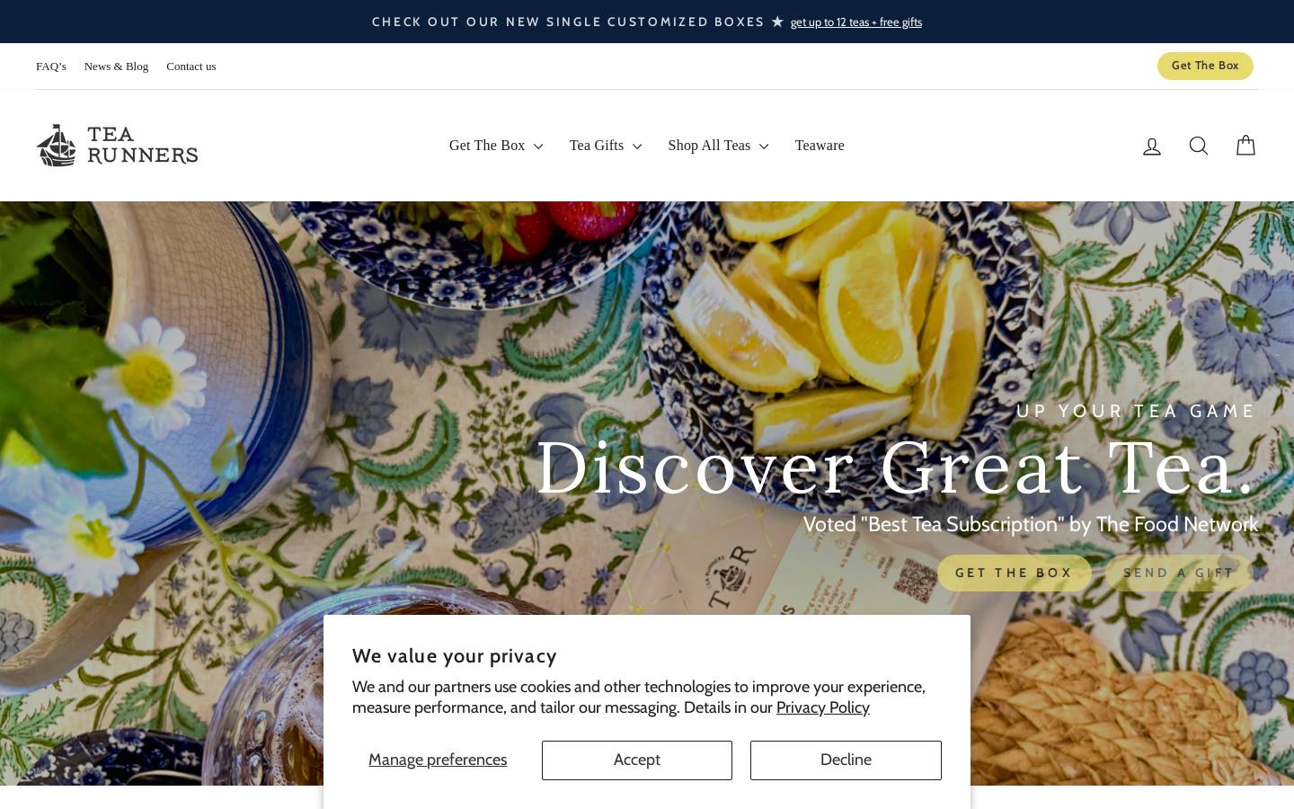 Tea Runners homepage screenshot