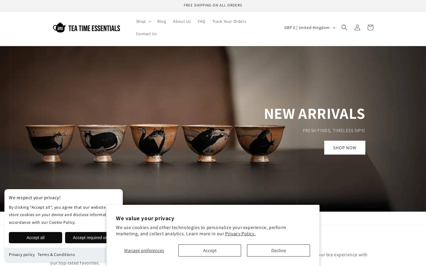 teatimeessentials.com homepage screenshot