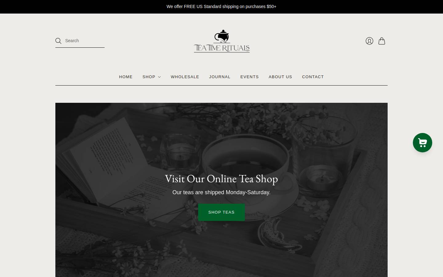 teatimerituals.com homepage screenshot