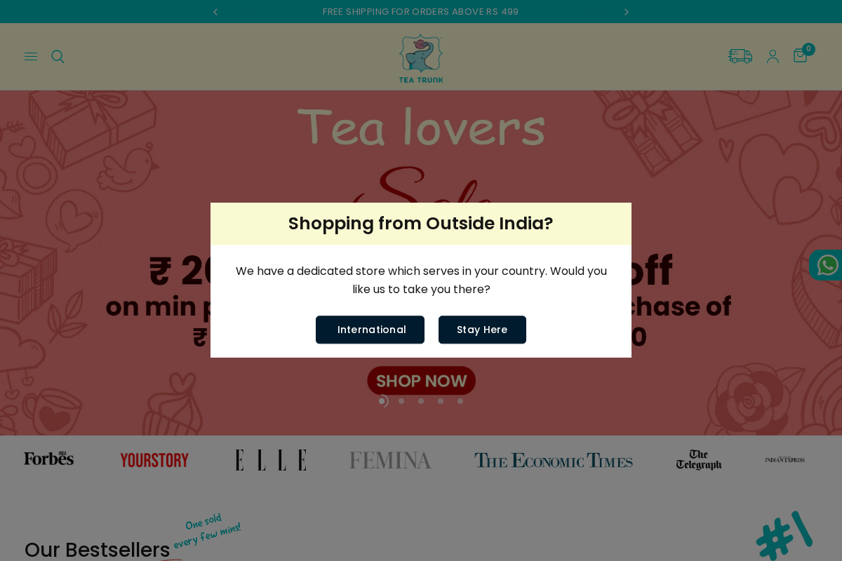 Tea Trunk homepage screenshot