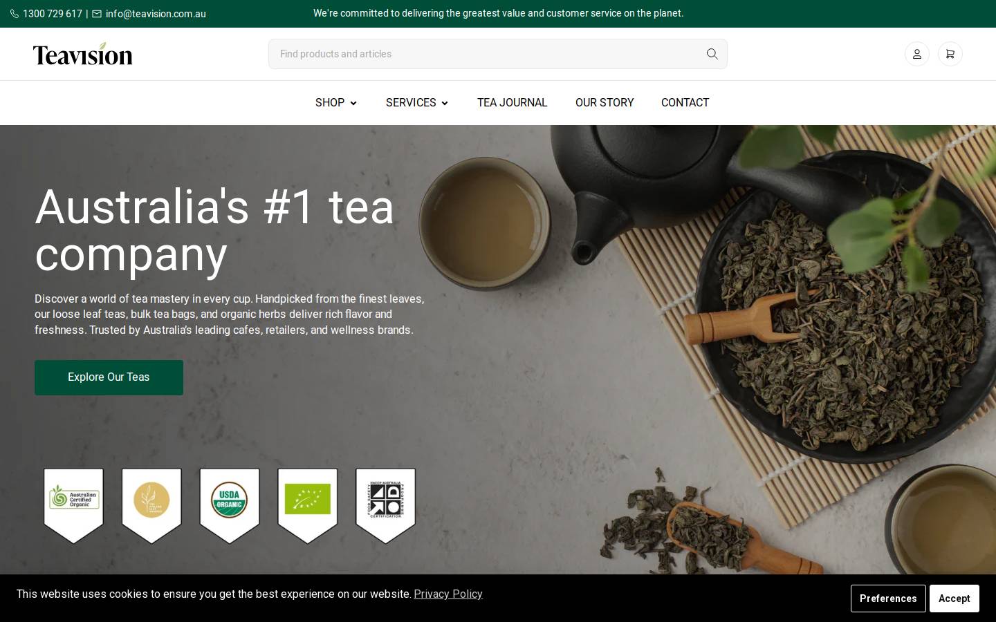 teavision.com.au homepage screenshot