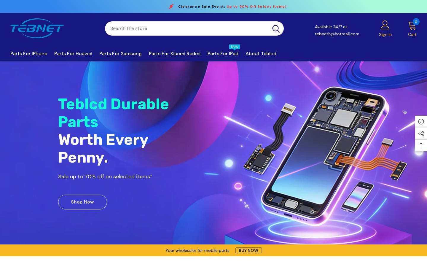 teblcd.com homepage screenshot