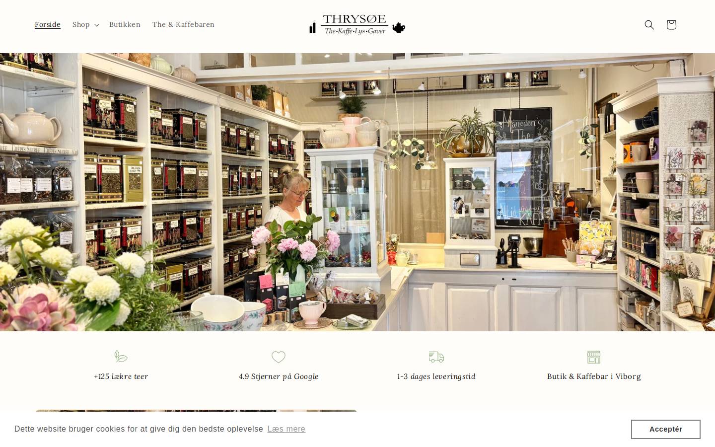 tebutikken-thrysoe.dk homepage screenshot