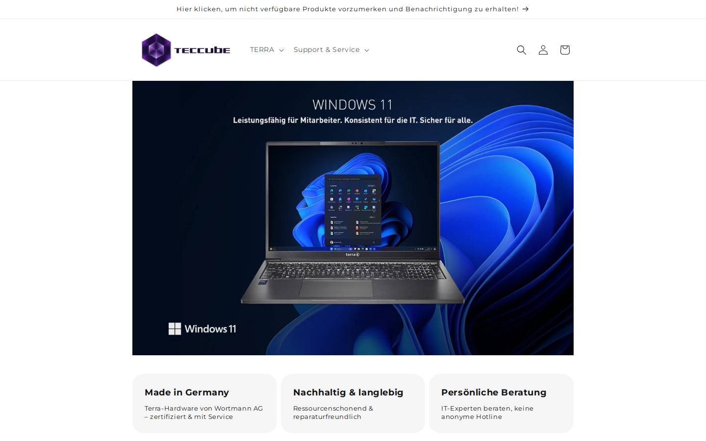 teccube.de homepage screenshot
