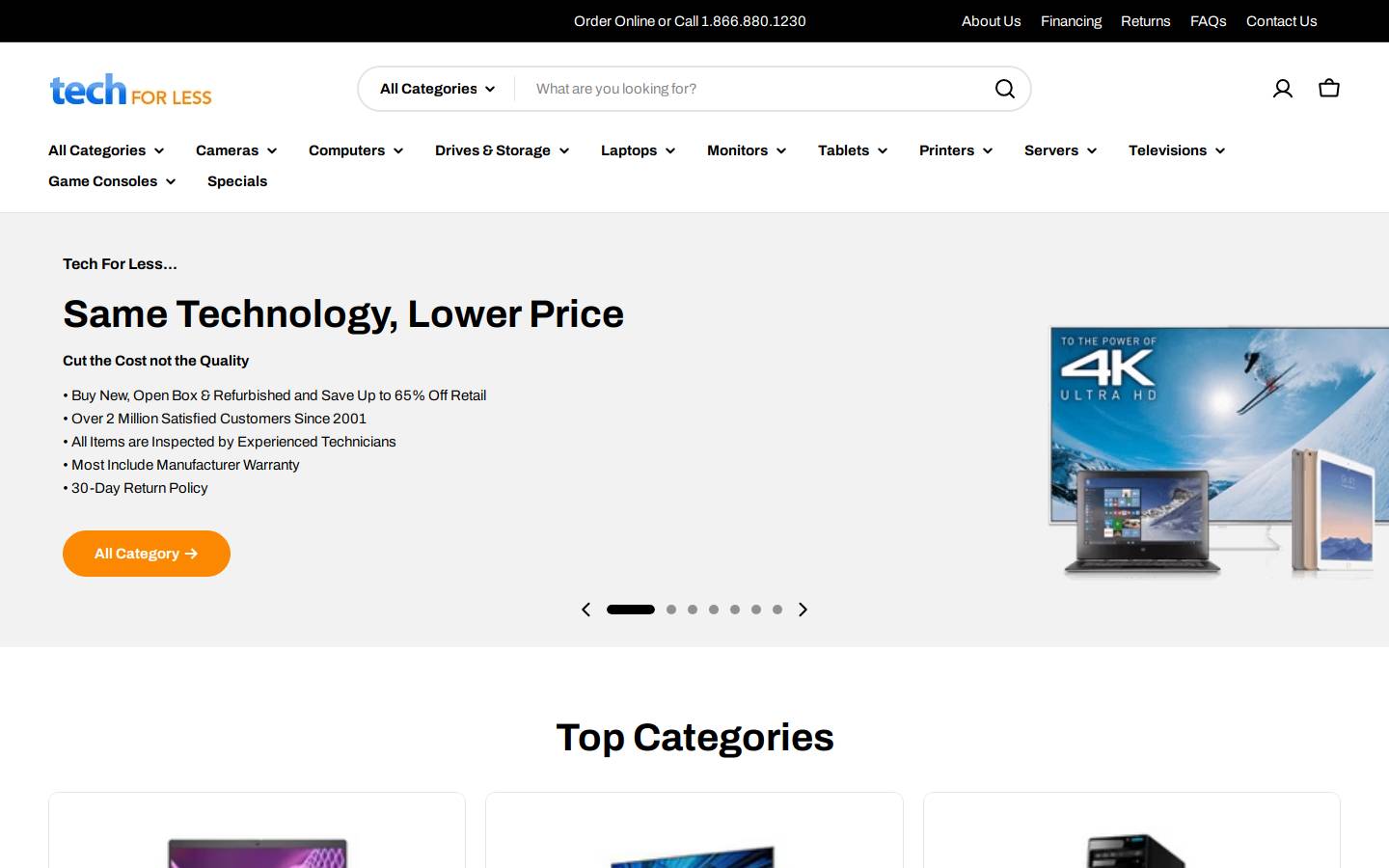 Tech For Less homepage screenshot