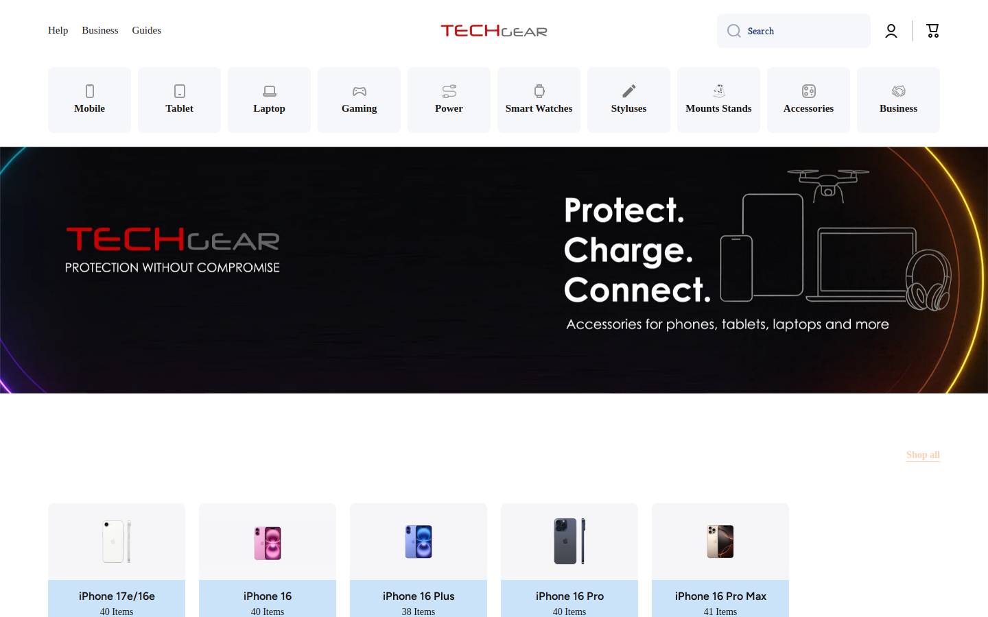 TECHGEAR homepage screenshot