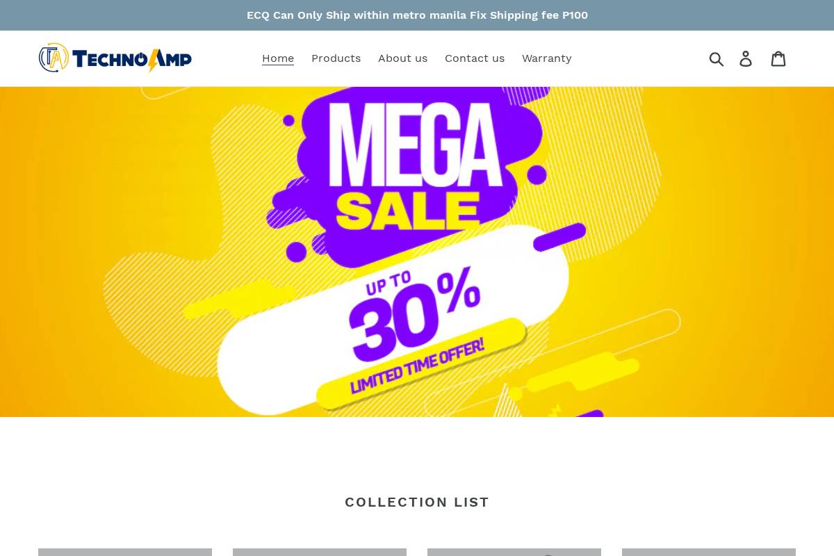 technoamp.com homepage screenshot