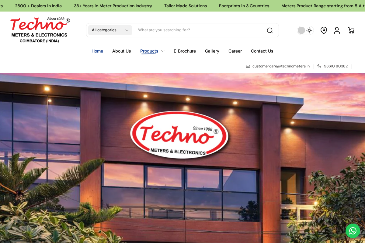 Techno Meters & Electronics homepage screenshot