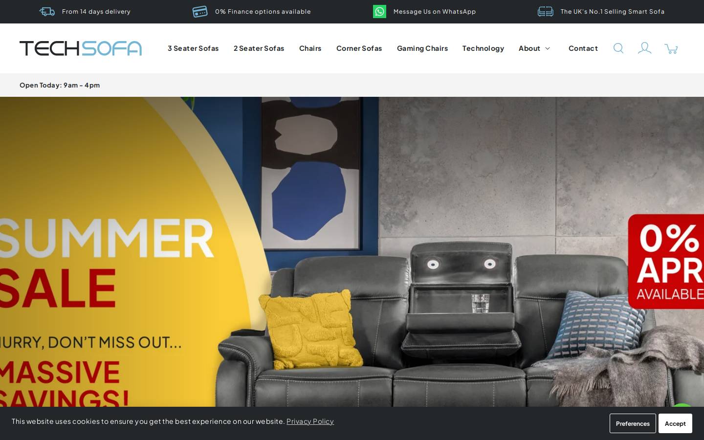 Tech sofa homepage screenshot