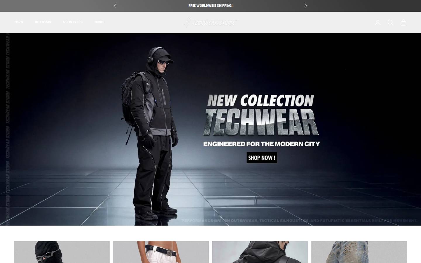 Techwearstorm homepage screenshot
